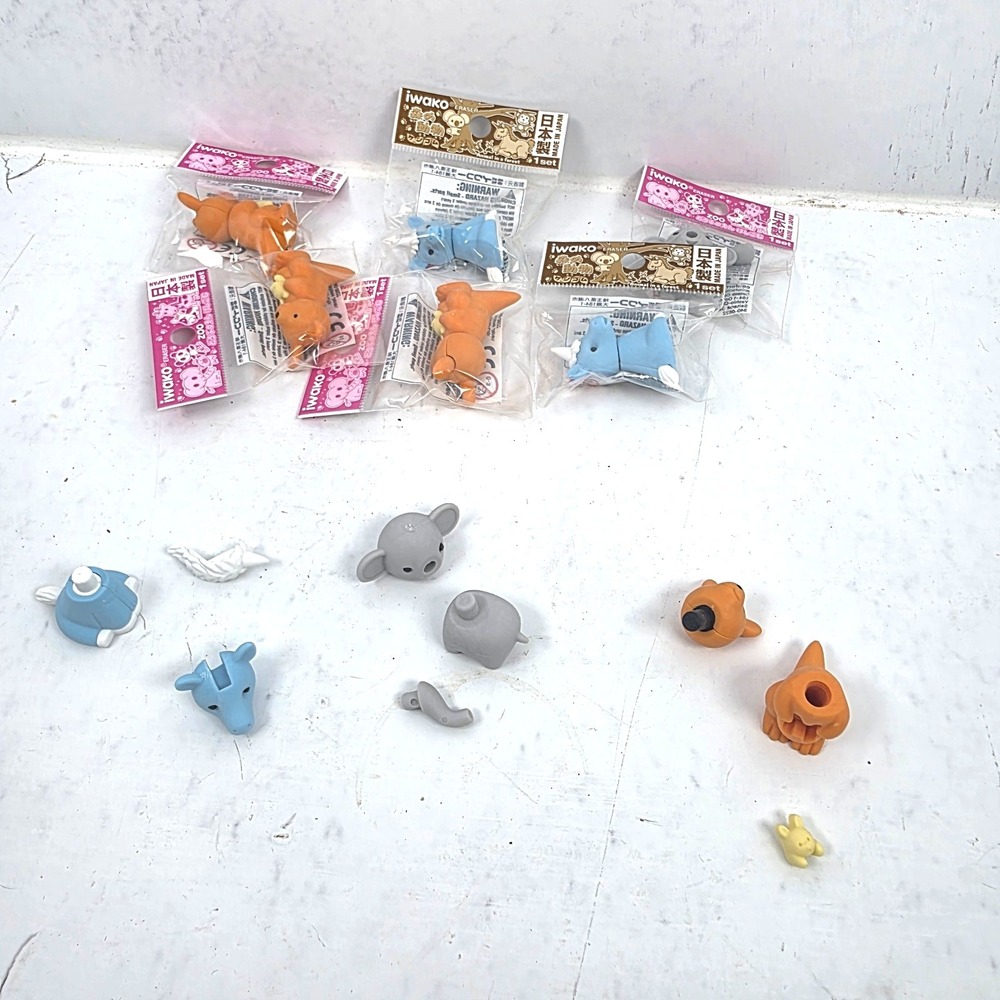 Lot of 6 Iwako Japanese 3D Puzzle‎ Erasers Unicorn Elephant Kangaroo NEW - Picture 4 of 4